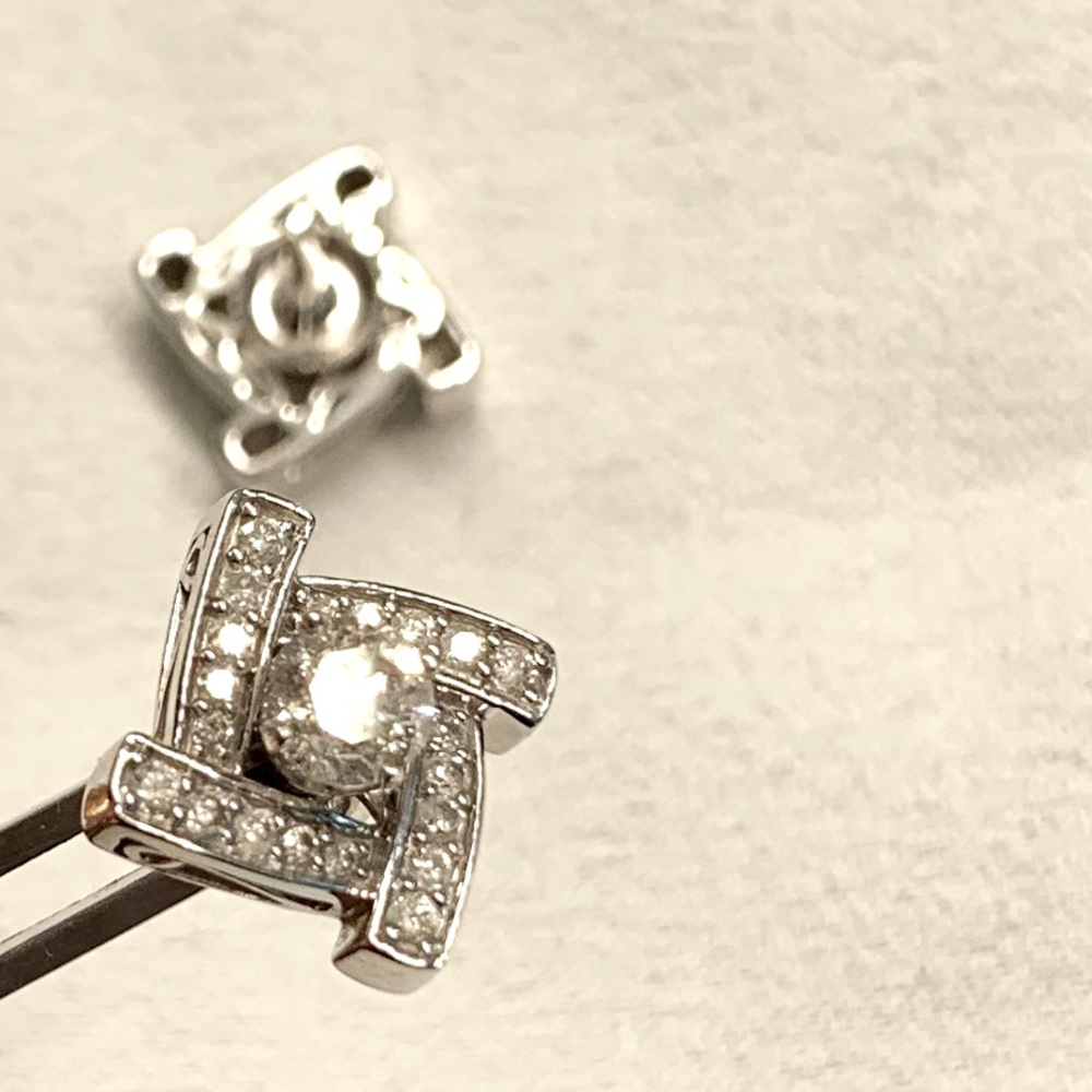 💥 Genuine Diamond Stud Earrings w/ Jackets in 14k white gold - Stunning